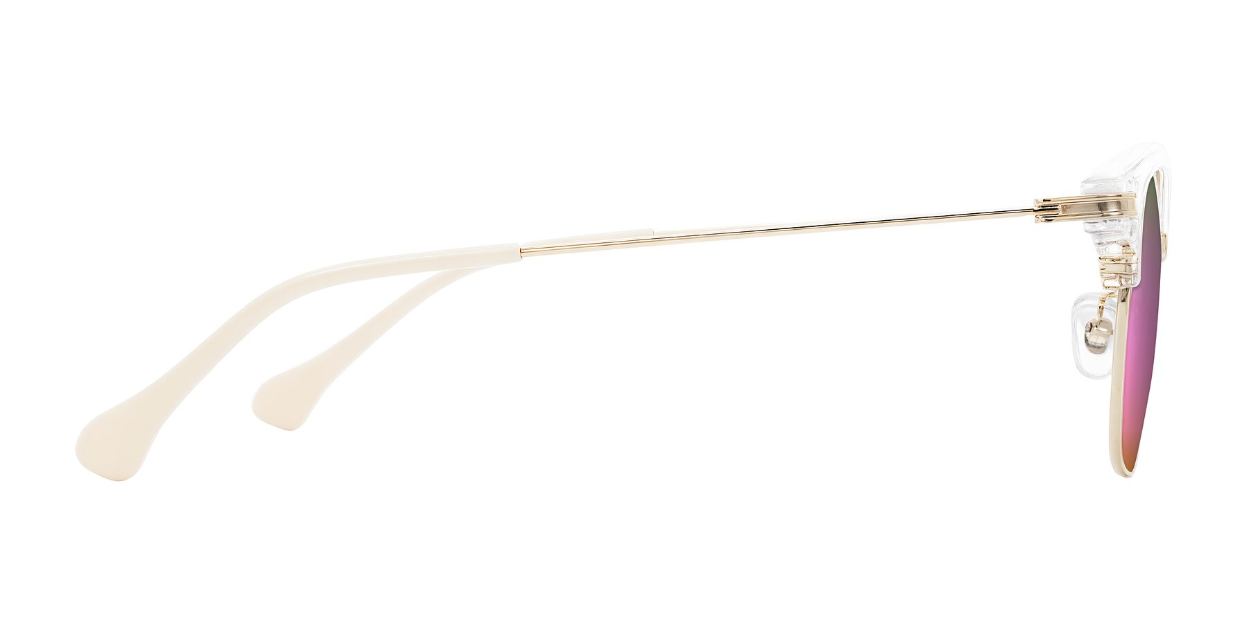 Side of Obrien in Clear/Gold with Pink Mirrored Lenses