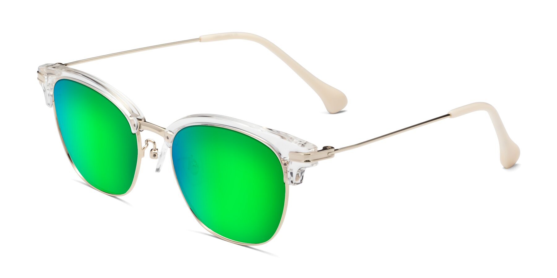 Angle of Obrien in Clear-Gold with Green Mirrored Lenses