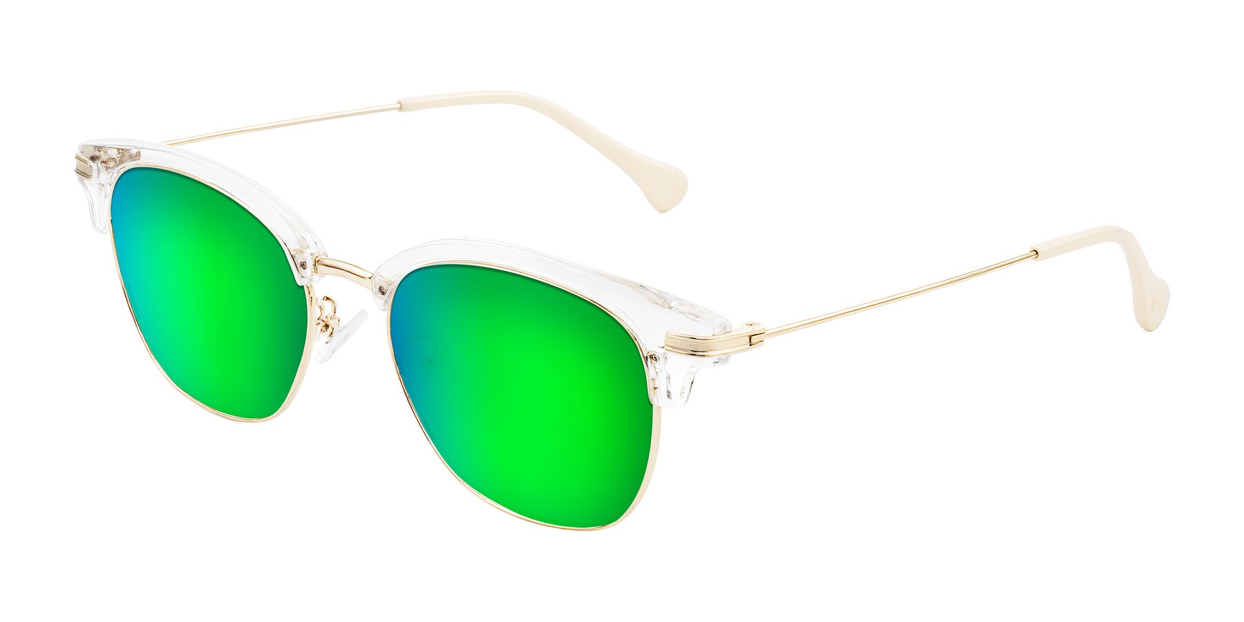 Angle of Obrien in Clear/Gold with Green Mirrored Lenses
