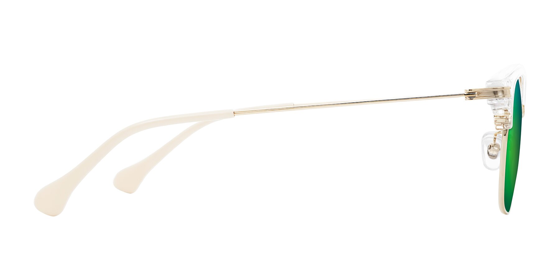 Side of Obrien in Clear/Gold with Green Mirrored Lenses