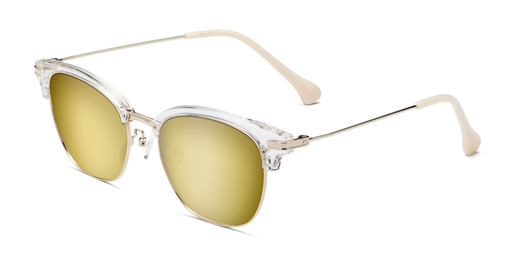 Angle of Obrien in Clear-Gold with Gold Mirrored Lenses