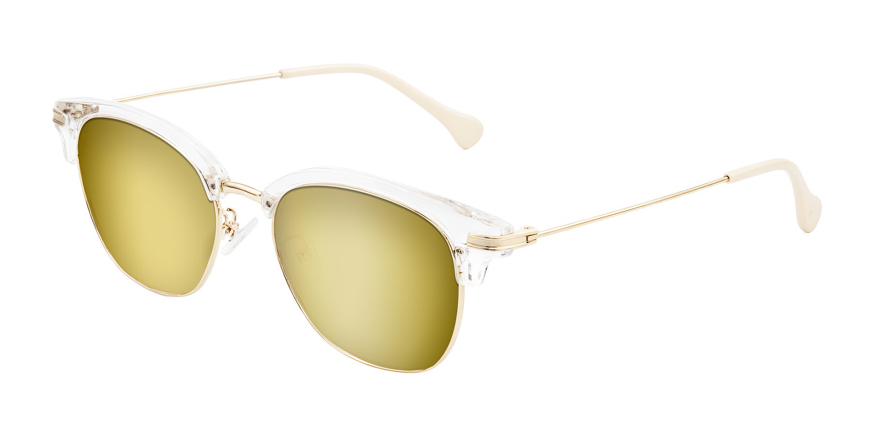 Angle of Obrien in Clear/Gold with Gold Mirrored Lenses