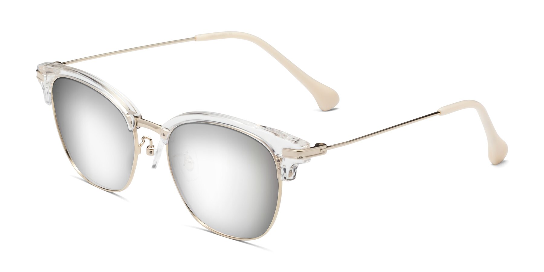 Angle of Obrien in Clear-Gold with Silver Mirrored Lenses