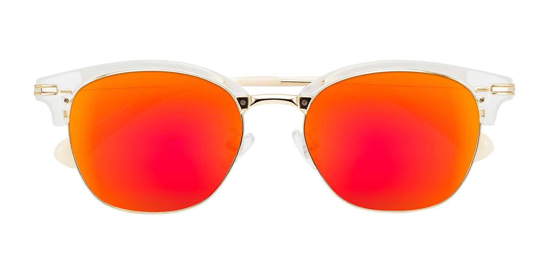 Folded Front of Obrien in Clear/Gold with Red Gold Mirrored Lenses