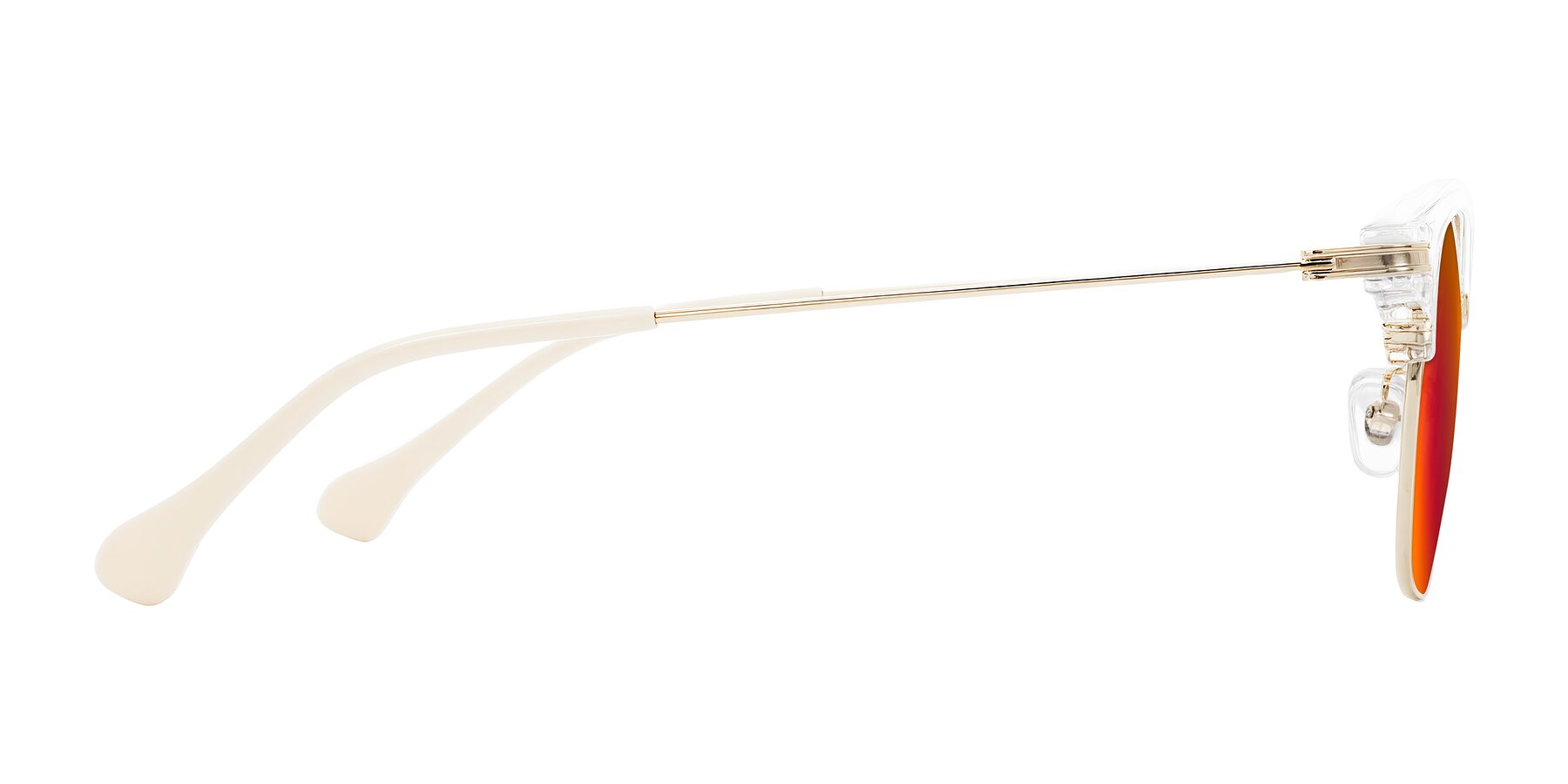 Side of Obrien in Clear/Gold with Red Gold Mirrored Lenses
