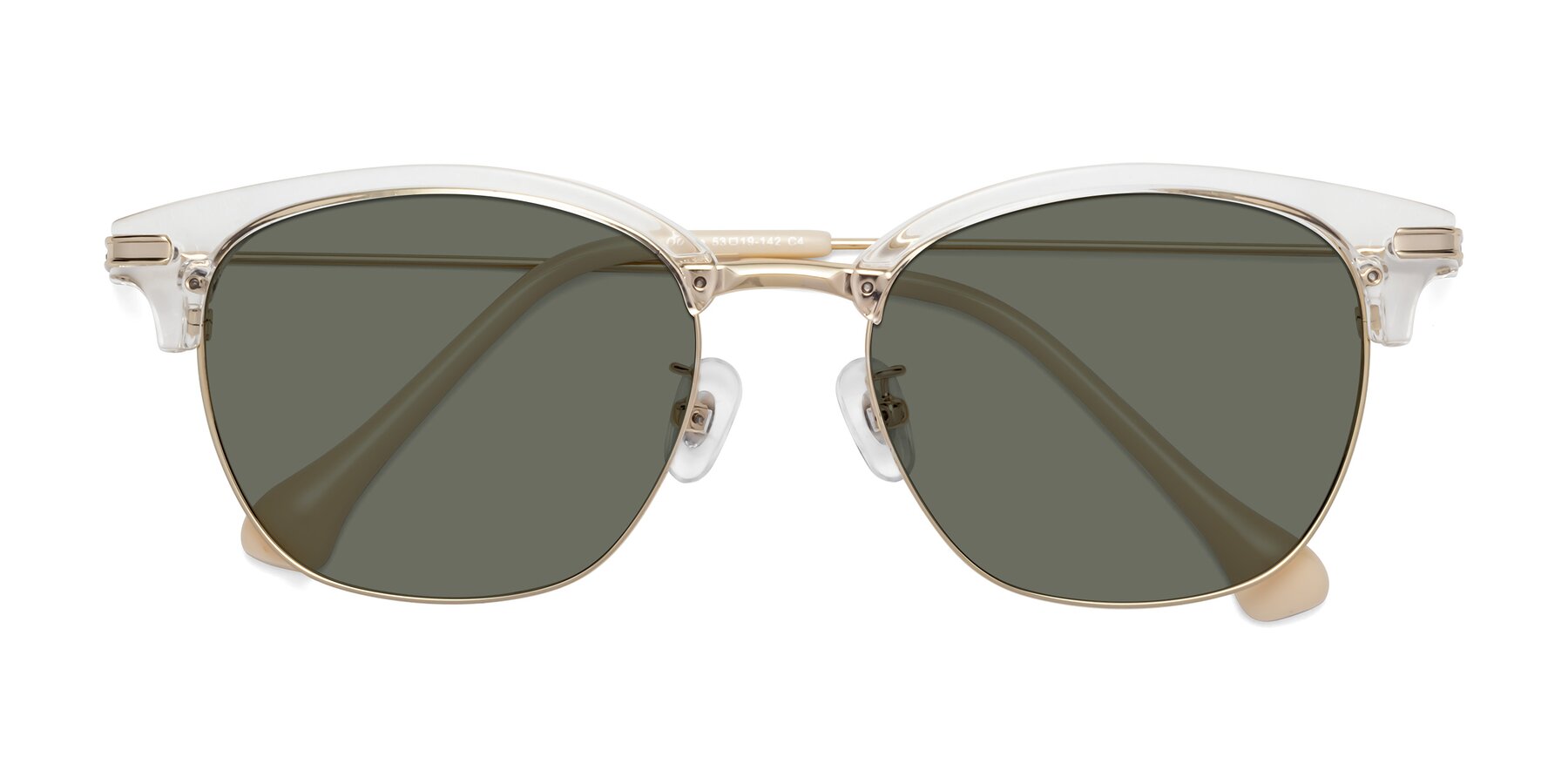Folded Front of Obrien in Clear-Gold with Gray Polarized Lenses
