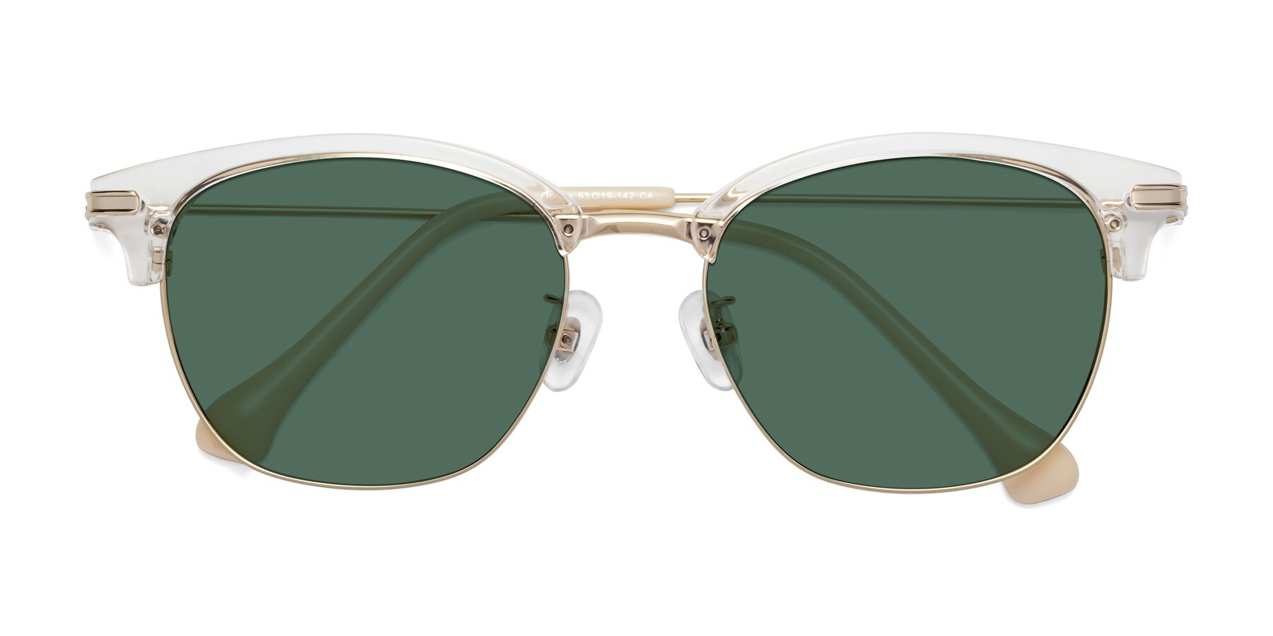 Folded Front of Obrien in Clear-Gold with Green Polarized Lenses