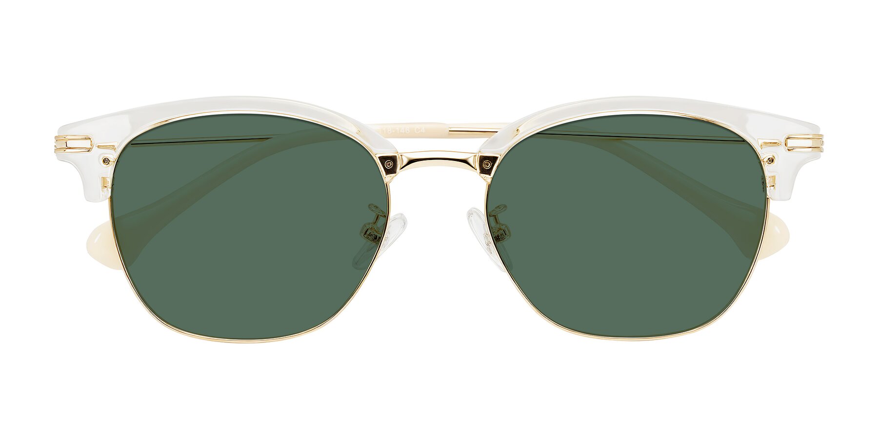 Folded Front of Obrien in Clear/Gold with Green Polarized Lenses