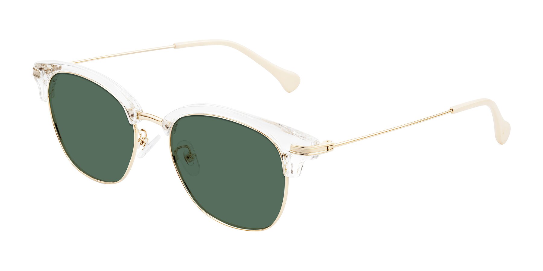 Angle of Obrien in Clear/Gold with Green Polarized Lenses