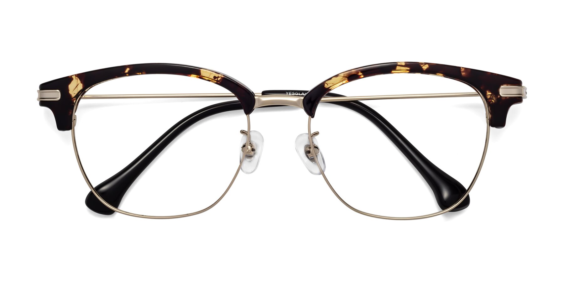Folded Front of Obrien in Tortoise with Clear Reading Eyeglass Lenses