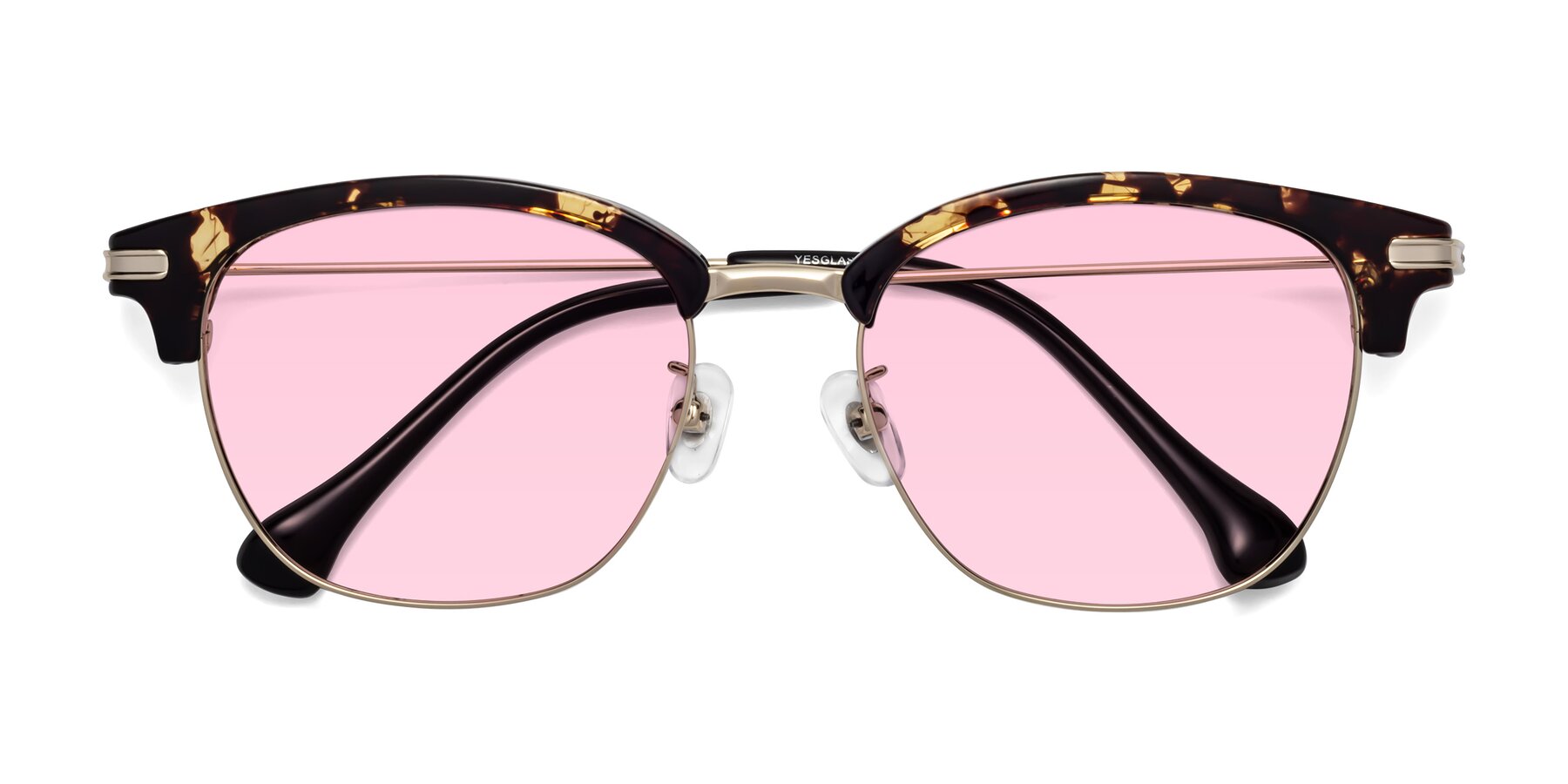 Folded Front of Obrien in Tortoise with Light Pink Tinted Lenses