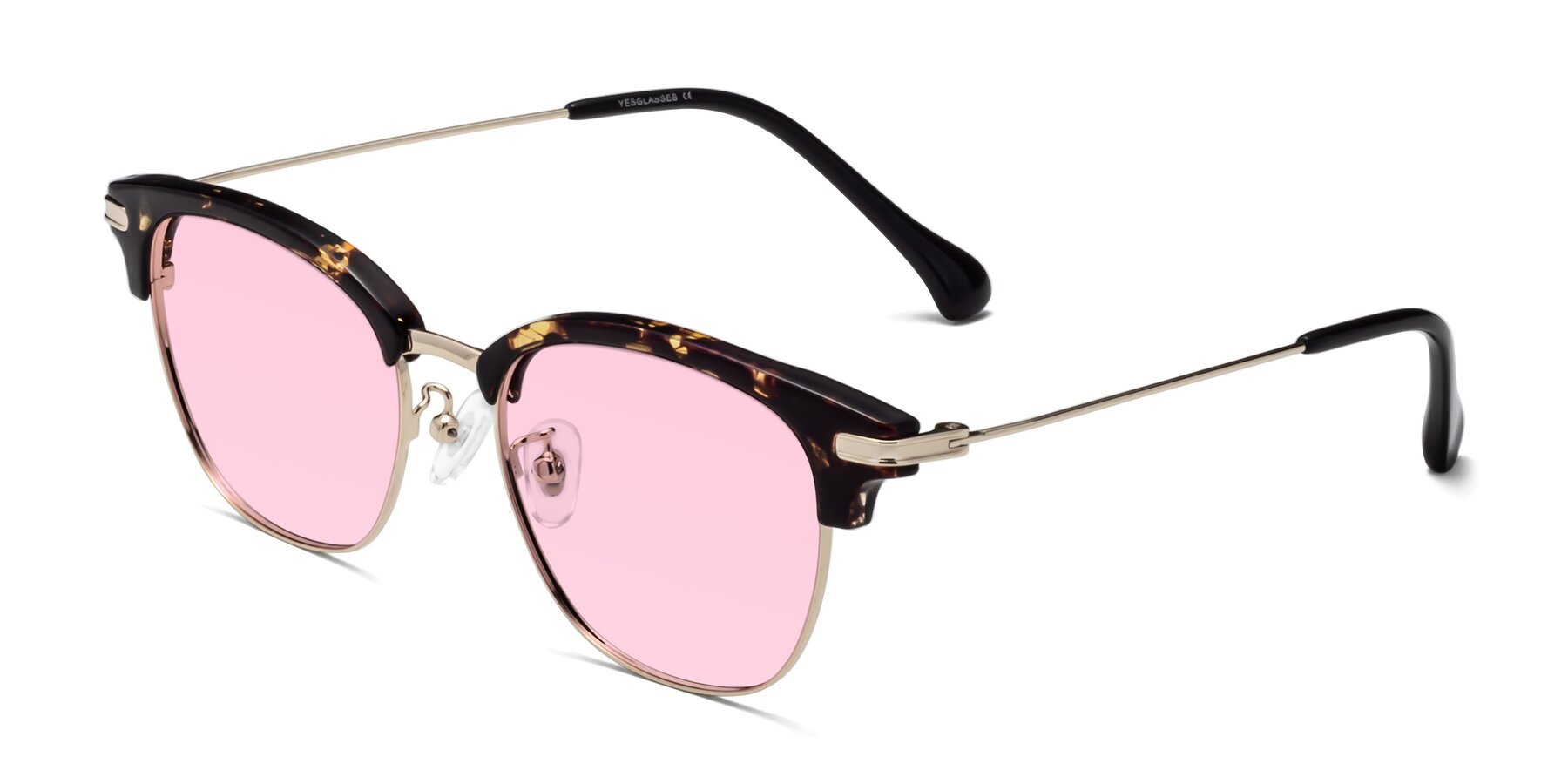 Angle of Obrien in Tortoise with Light Pink Tinted Lenses