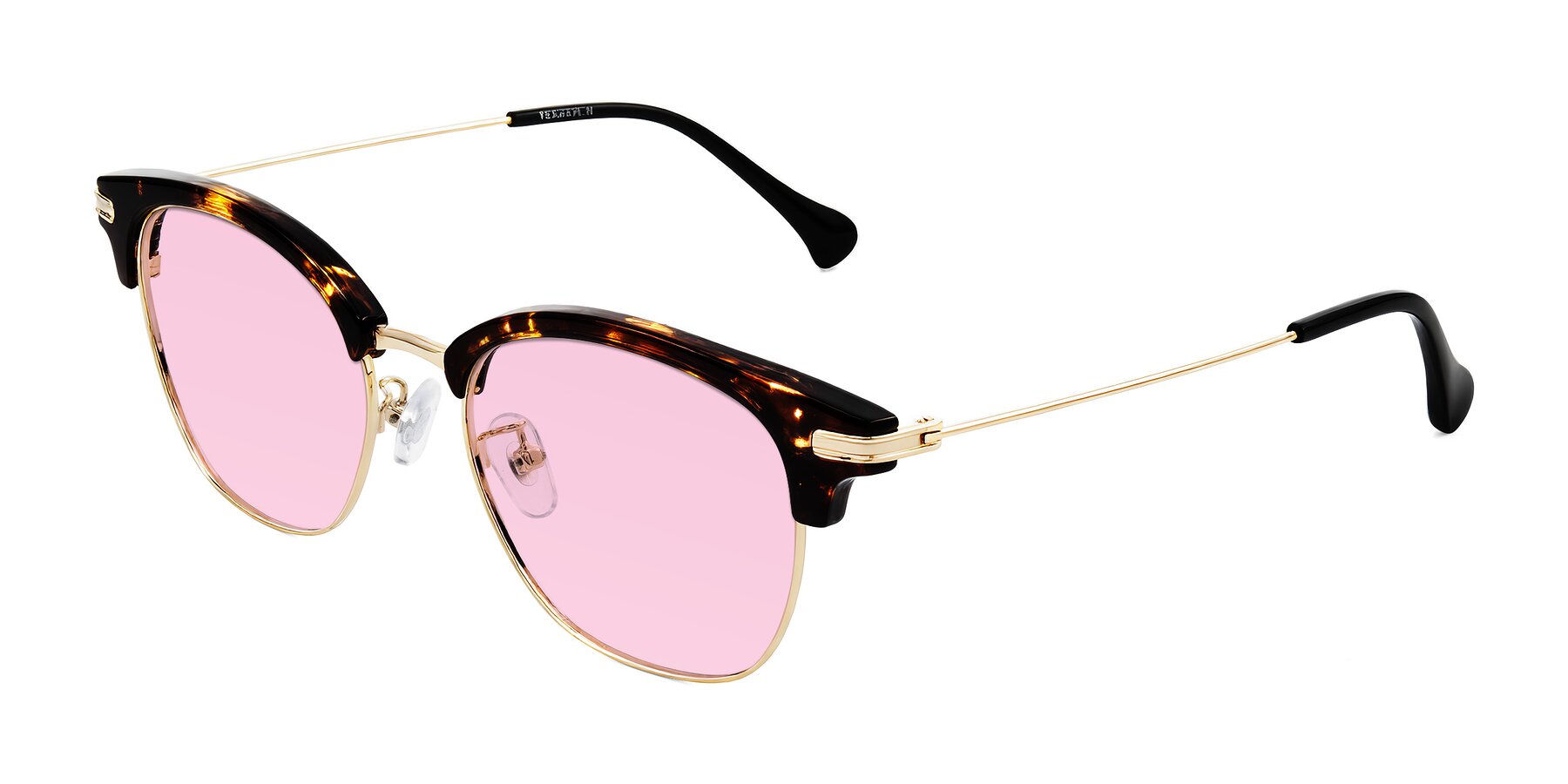 Angle of Obrien in Tortoise with Light Pink Tinted Lenses