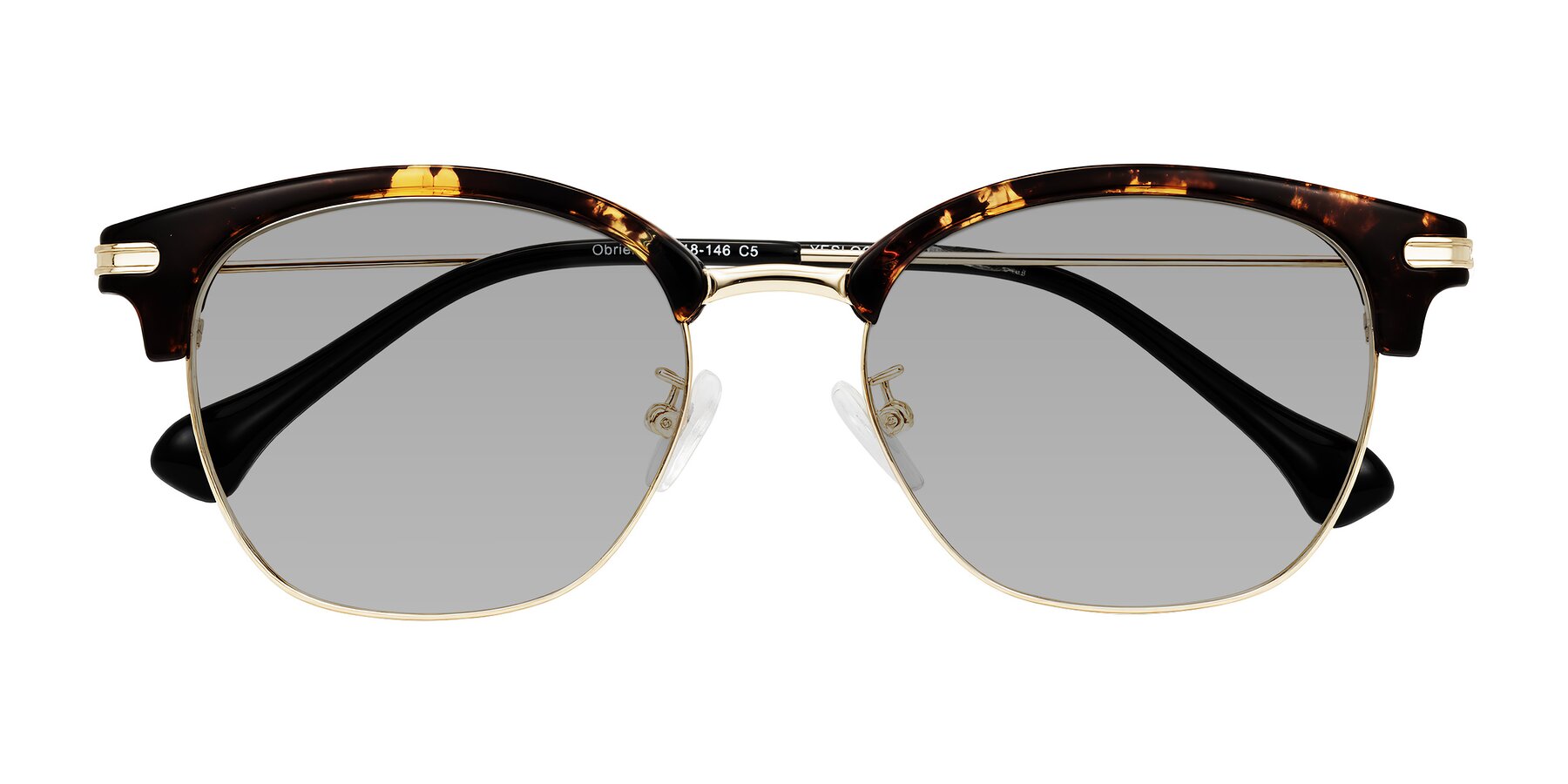 Folded Front of Obrien in Tortoise with Light Gray Tinted Lenses