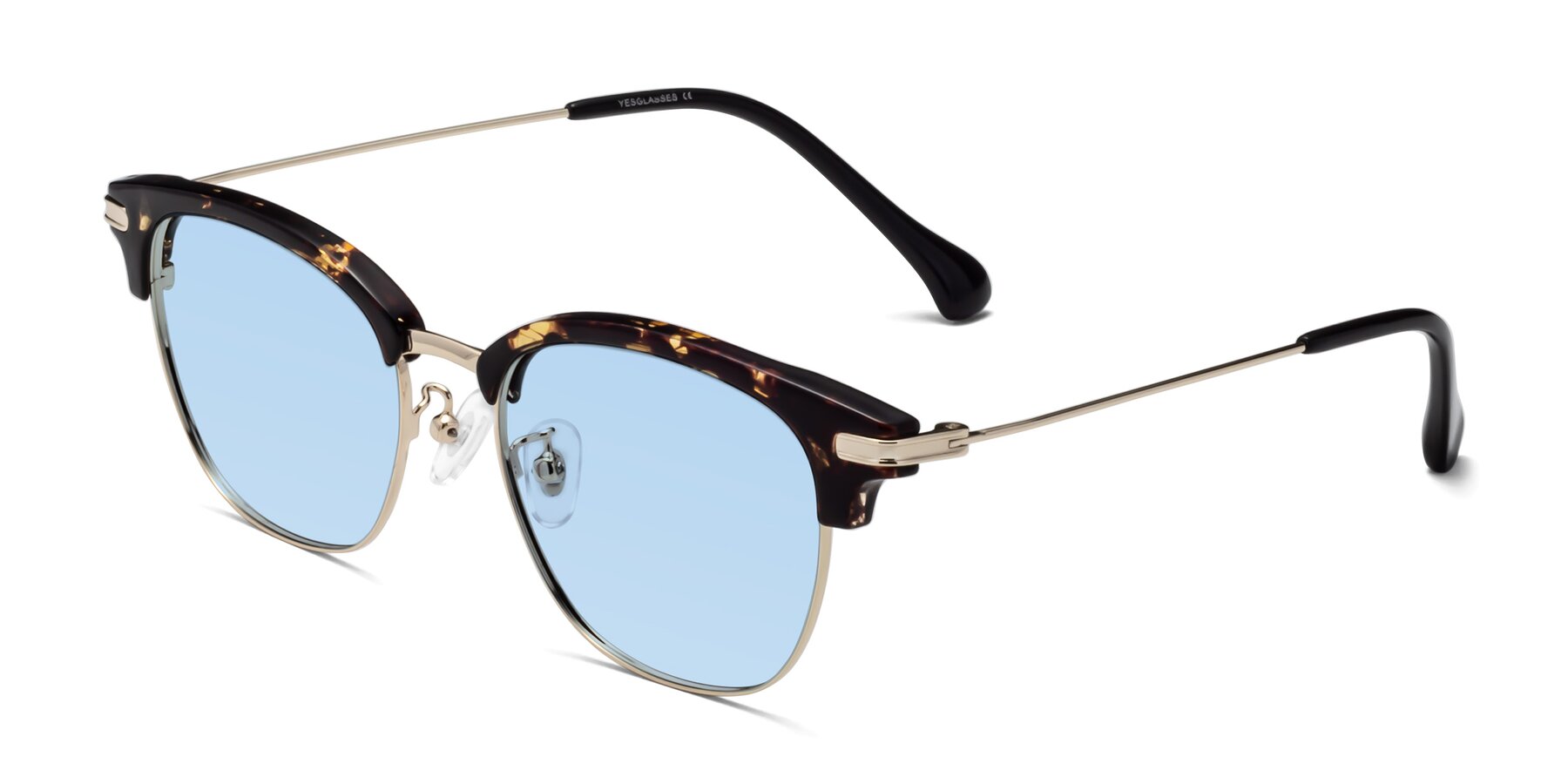 Angle of Obrien in Tortoise with Light Blue Tinted Lenses