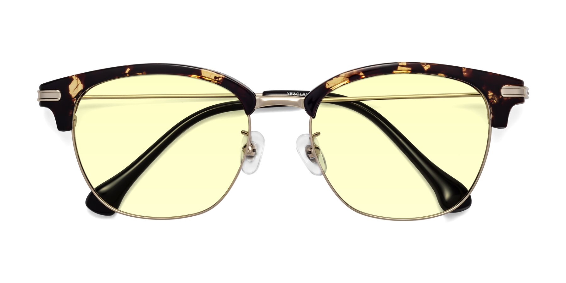 Folded Front of Obrien in Tortoise with Light Yellow Tinted Lenses