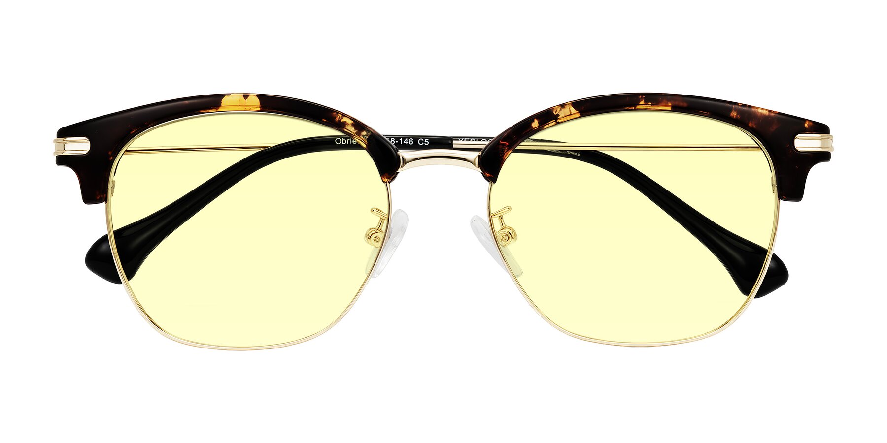 Folded Front of Obrien in Tortoise with Light Yellow Tinted Lenses