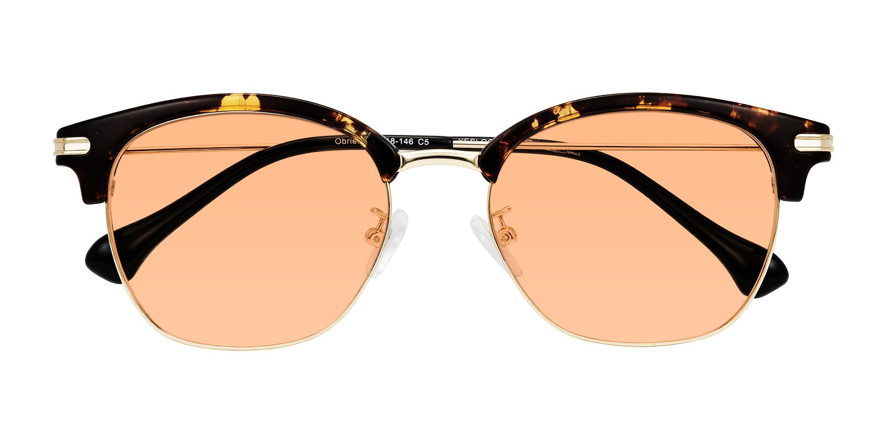 Folded Front of Obrien in Tortoise with Light Orange Tinted Lenses
