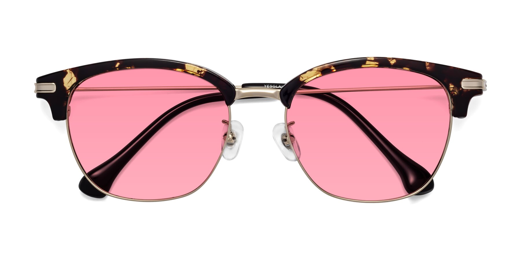 Folded Front of Obrien in Tortoise with Pink Tinted Lenses