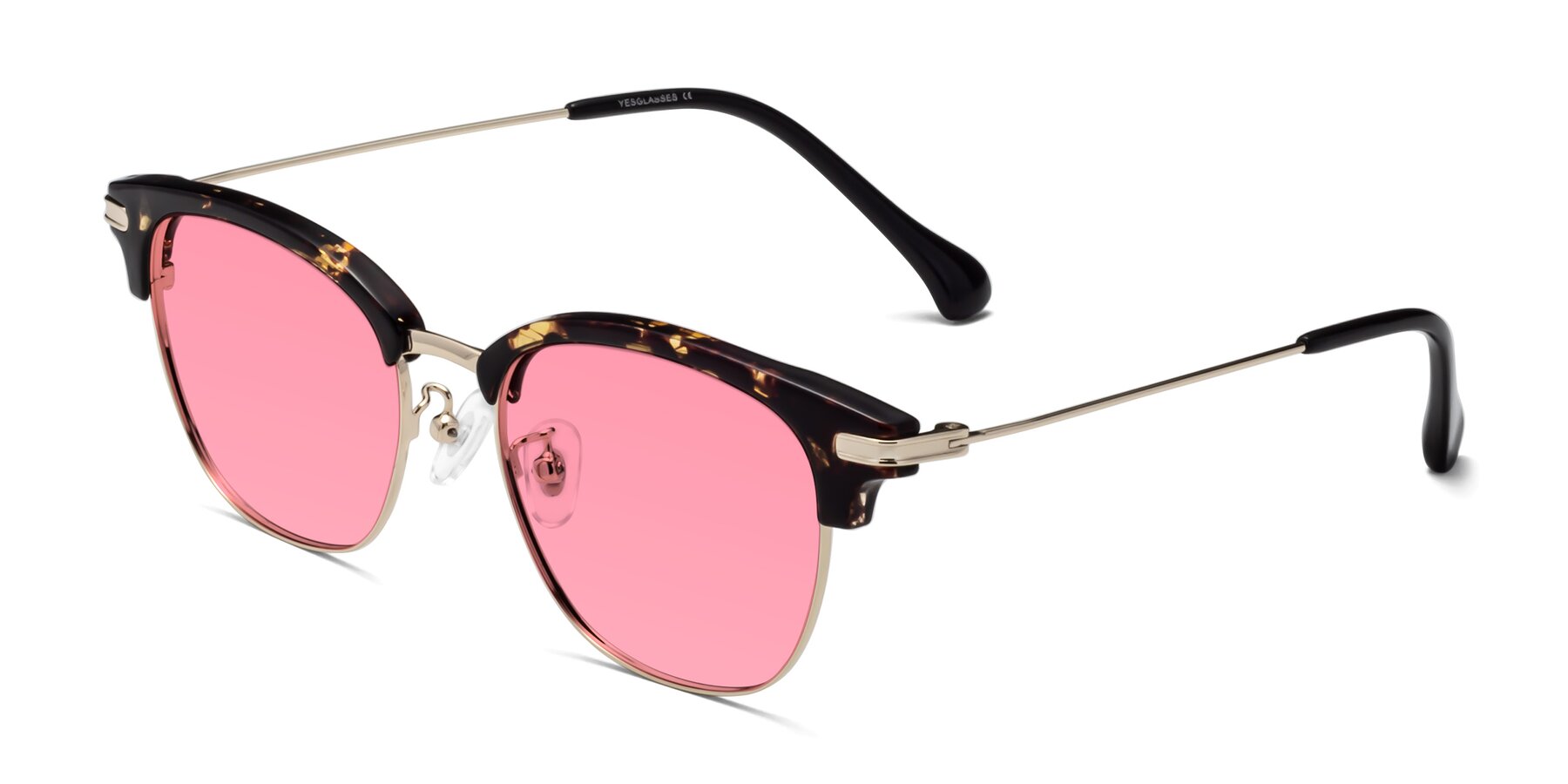Angle of Obrien in Tortoise with Pink Tinted Lenses