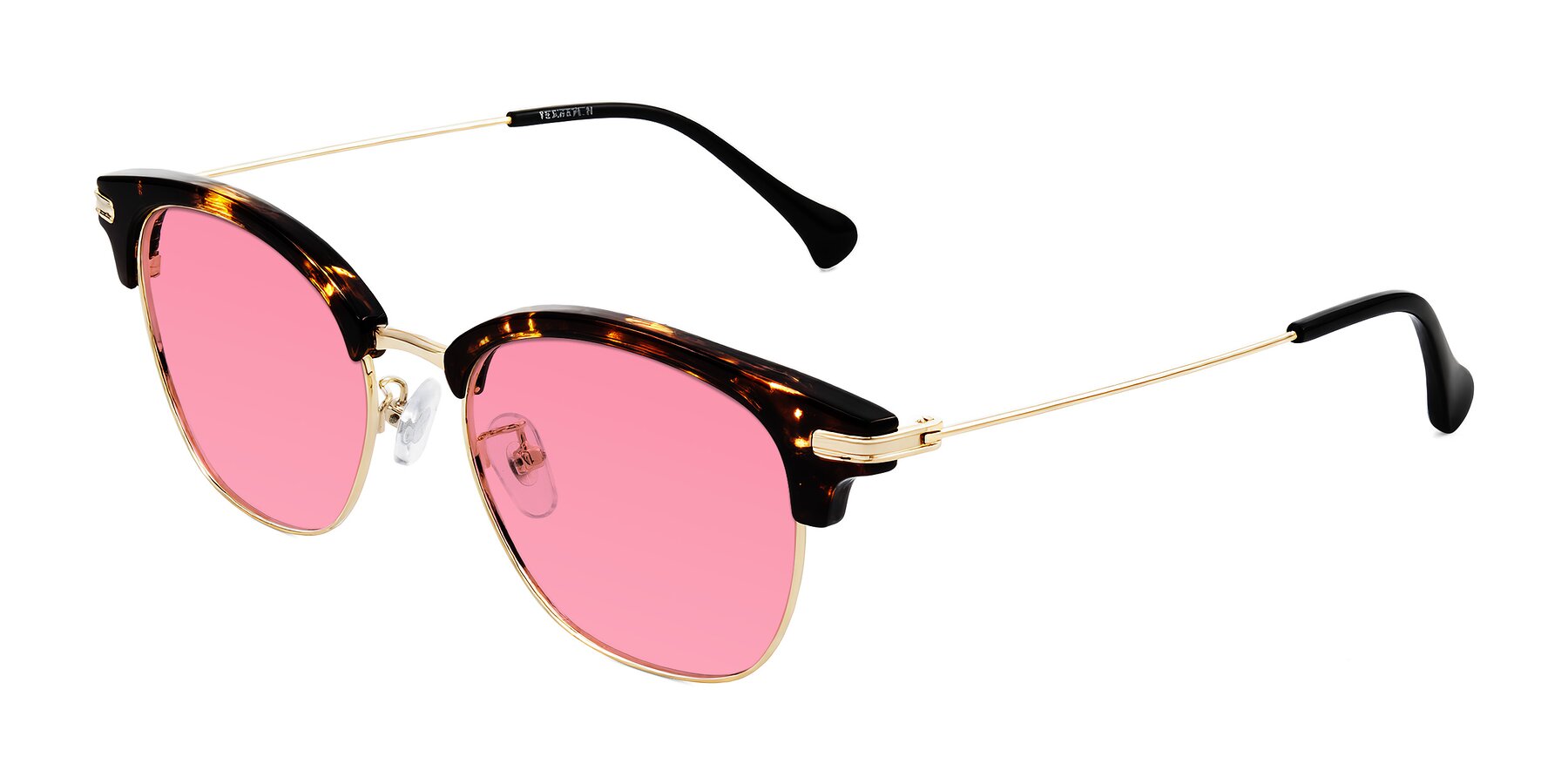 Angle of Obrien in Tortoise with Pink Tinted Lenses