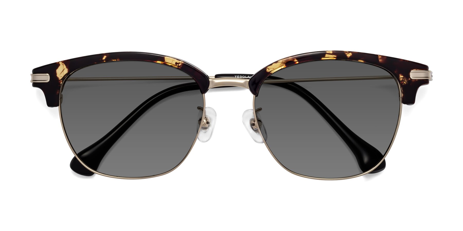 Folded Front of Obrien in Tortoise with Medium Gray Tinted Lenses