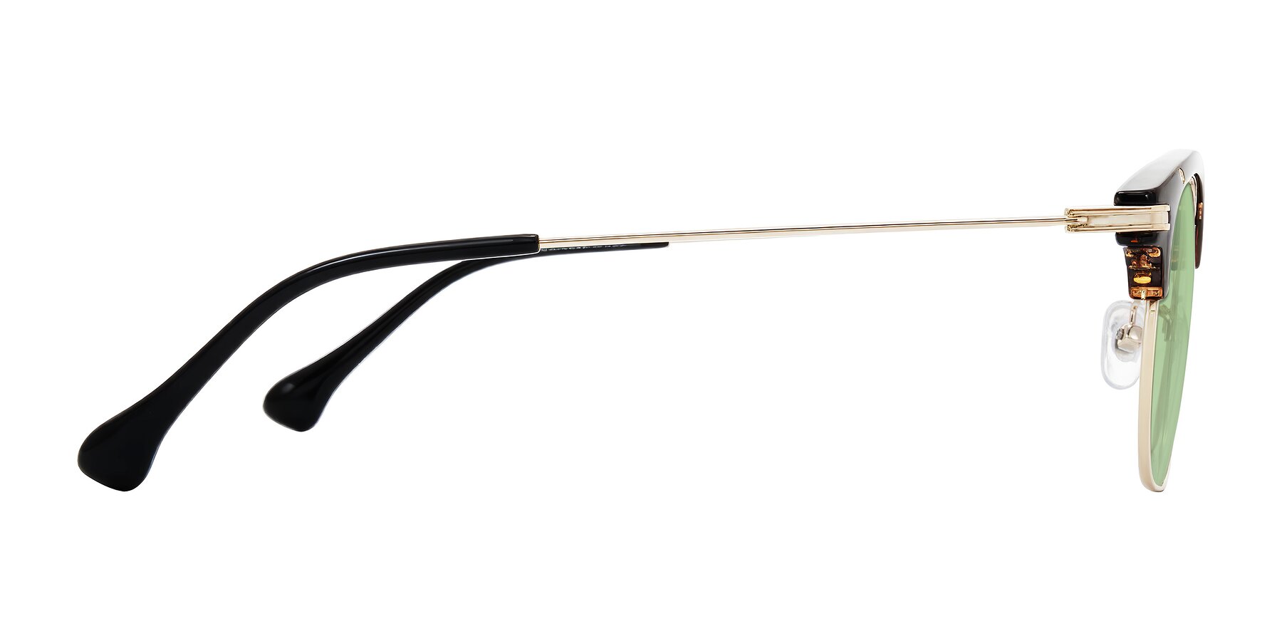 Side of Obrien in Tortoise with Medium Green Tinted Lenses