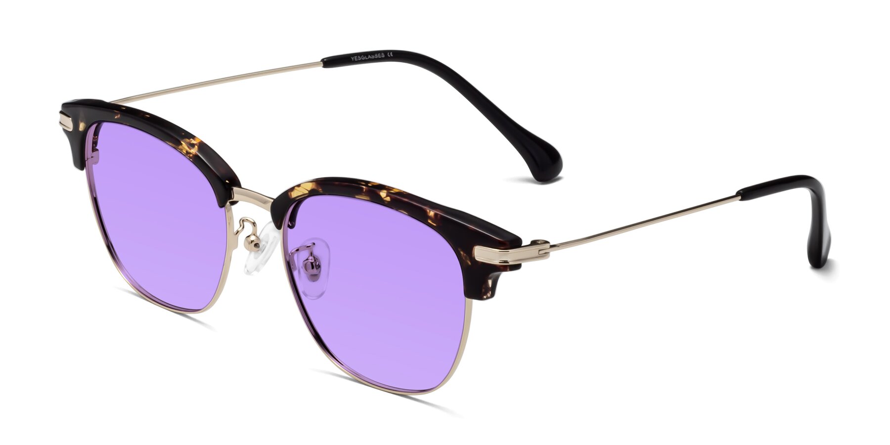 Angle of Obrien in Tortoise with Medium Purple Tinted Lenses