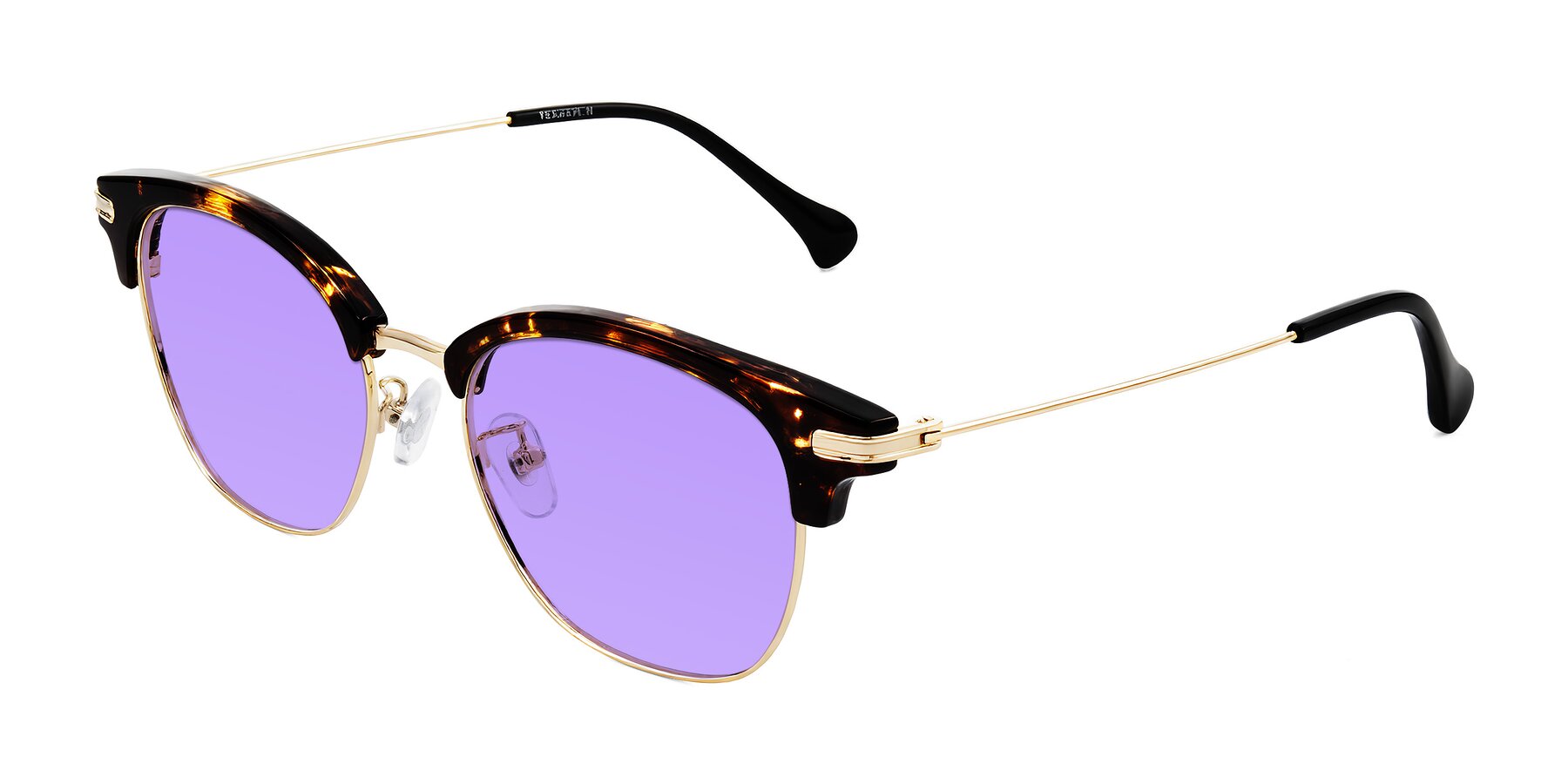 Angle of Obrien in Tortoise with Medium Purple Tinted Lenses
