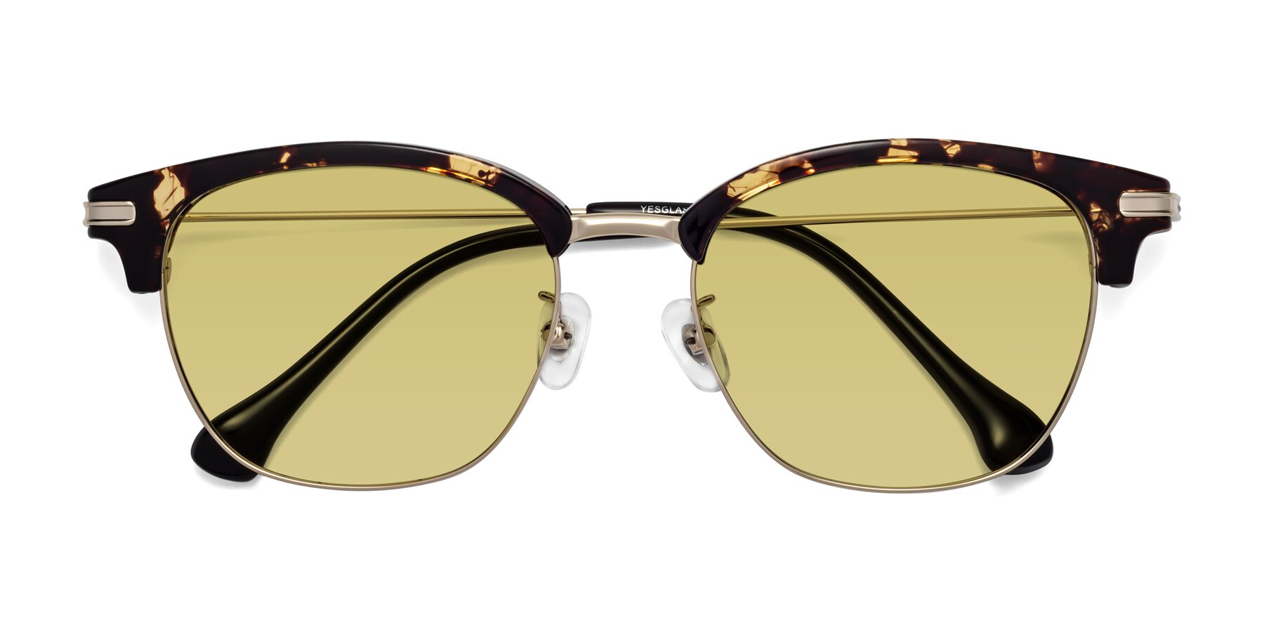 Folded Front of Obrien in Tortoise with Medium Champagne Tinted Lenses