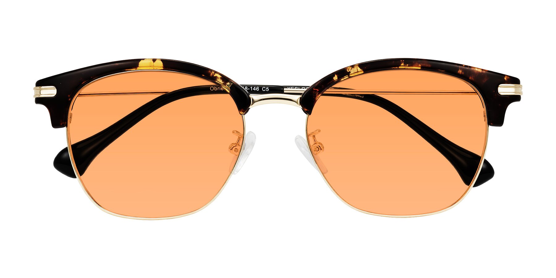 Folded Front of Obrien in Tortoise with Medium Orange Tinted Lenses