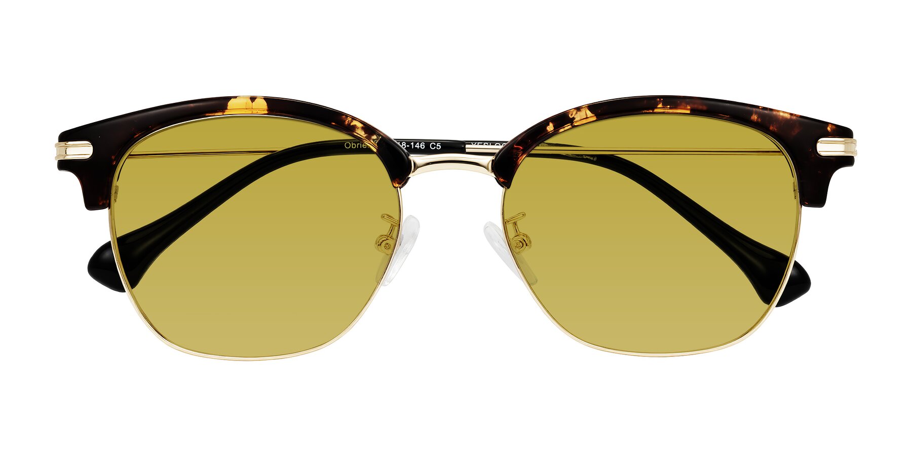 Folded Front of Obrien in Tortoise with Champagne Tinted Lenses