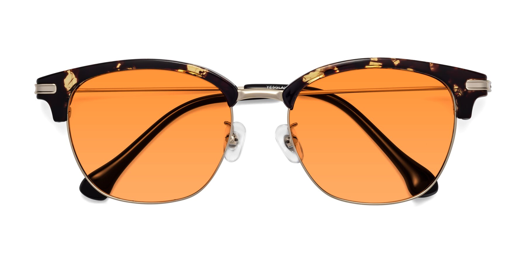 Folded Front of Obrien in Tortoise with Orange Tinted Lenses