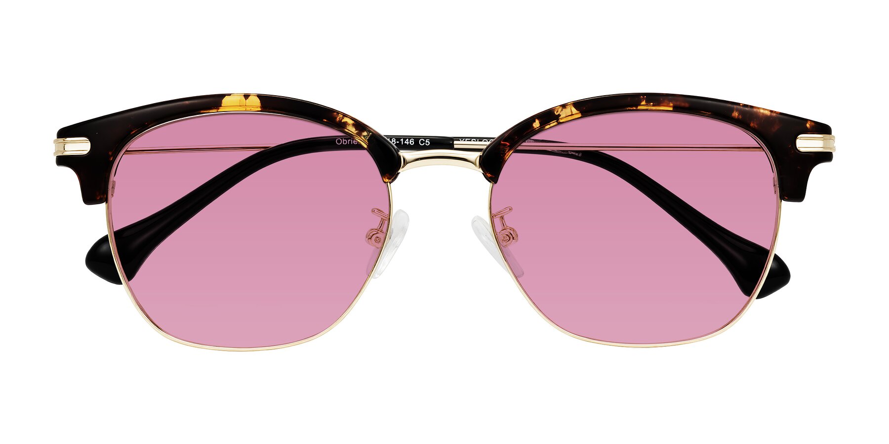 Folded Front of Obrien in Tortoise with Medium Wine Tinted Lenses