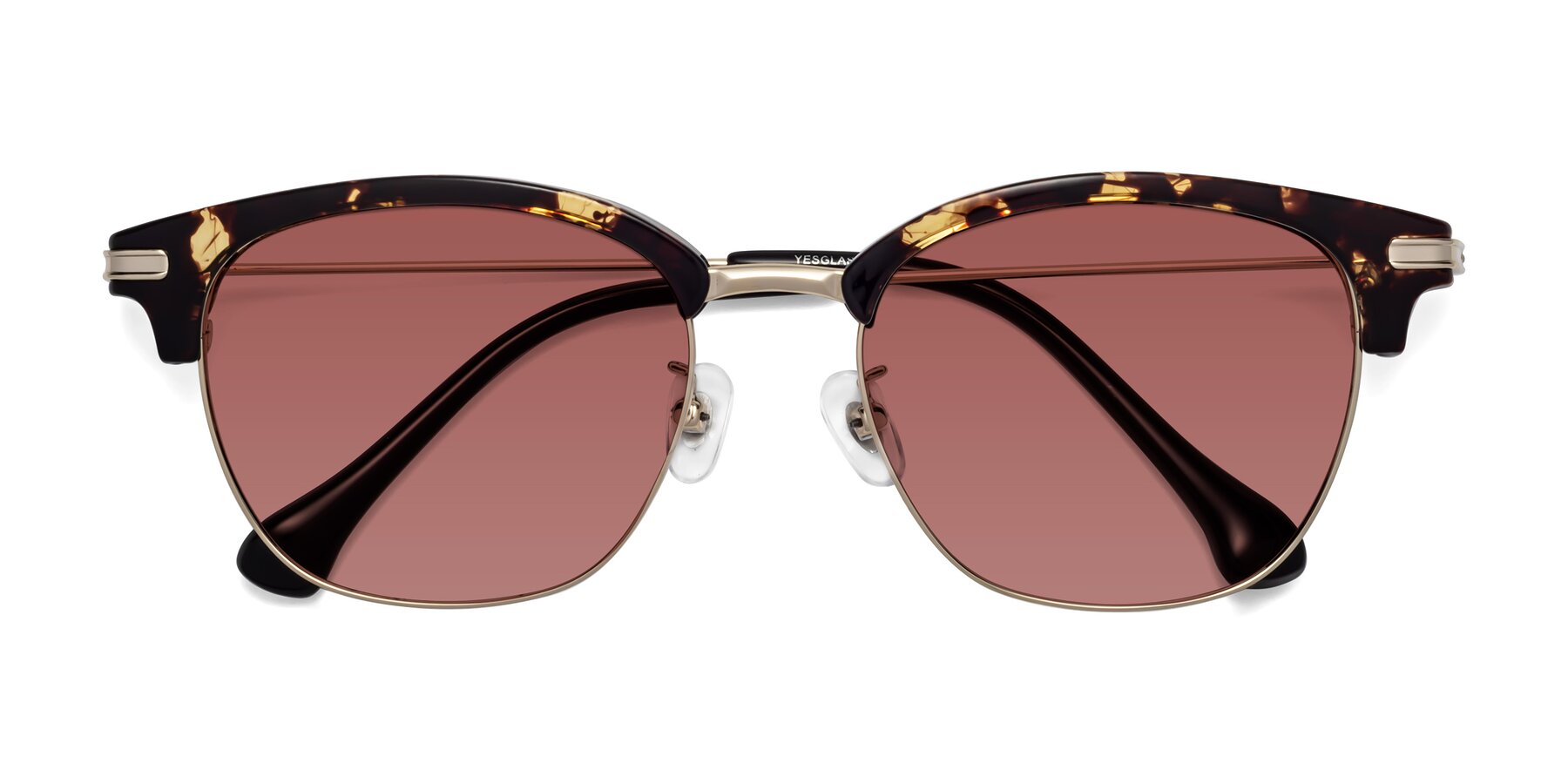 Folded Front of Obrien in Tortoise with Garnet Tinted Lenses