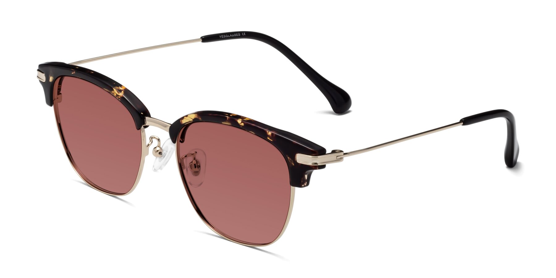 Angle of Obrien in Tortoise with Garnet Tinted Lenses