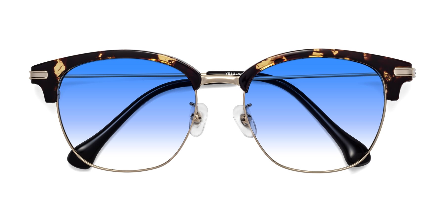 Folded Front of Obrien in Tortoise with Blue Gradient Lenses