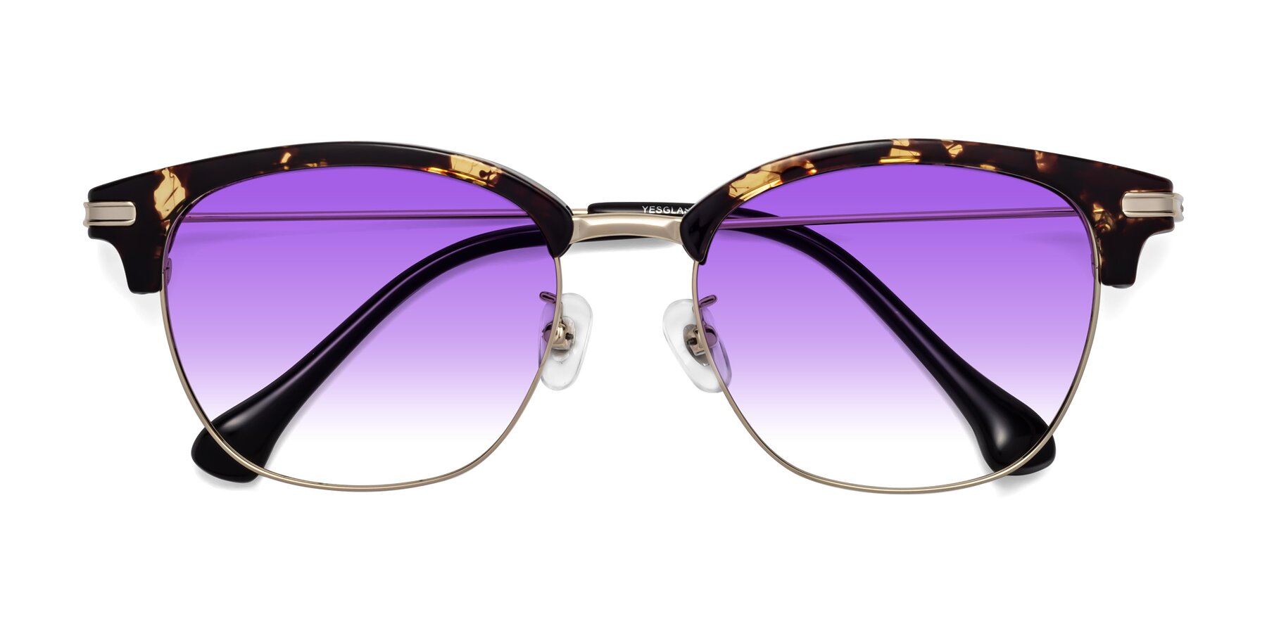 Folded Front of Obrien in Tortoise with Purple Gradient Lenses