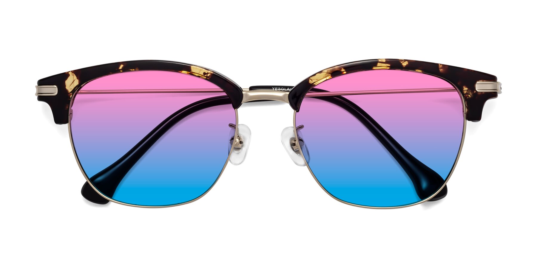 Folded Front of Obrien in Tortoise with Pink / Blue Gradient Lenses