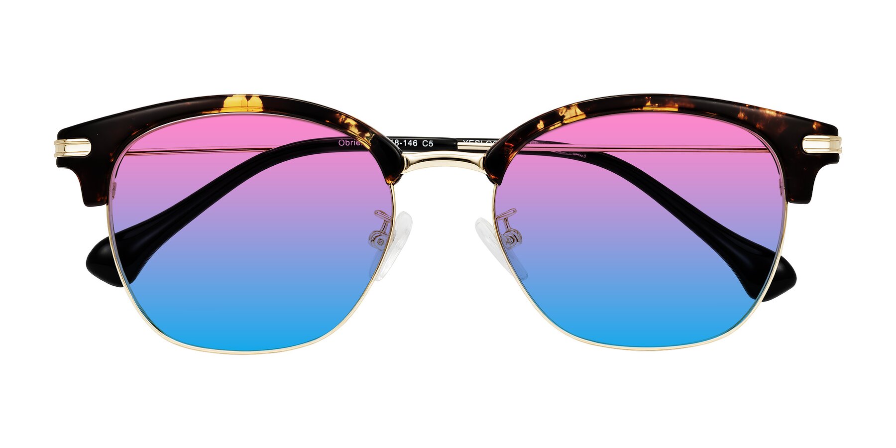 Folded Front of Obrien in Tortoise with Pink / Blue Gradient Lenses