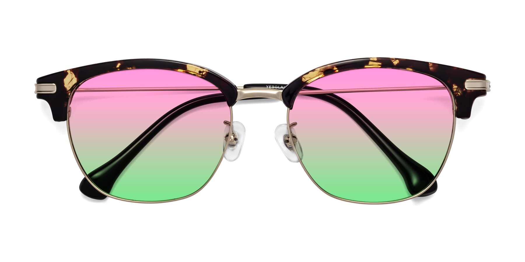 Folded Front of Obrien in Tortoise with Pink / Green Gradient Lenses