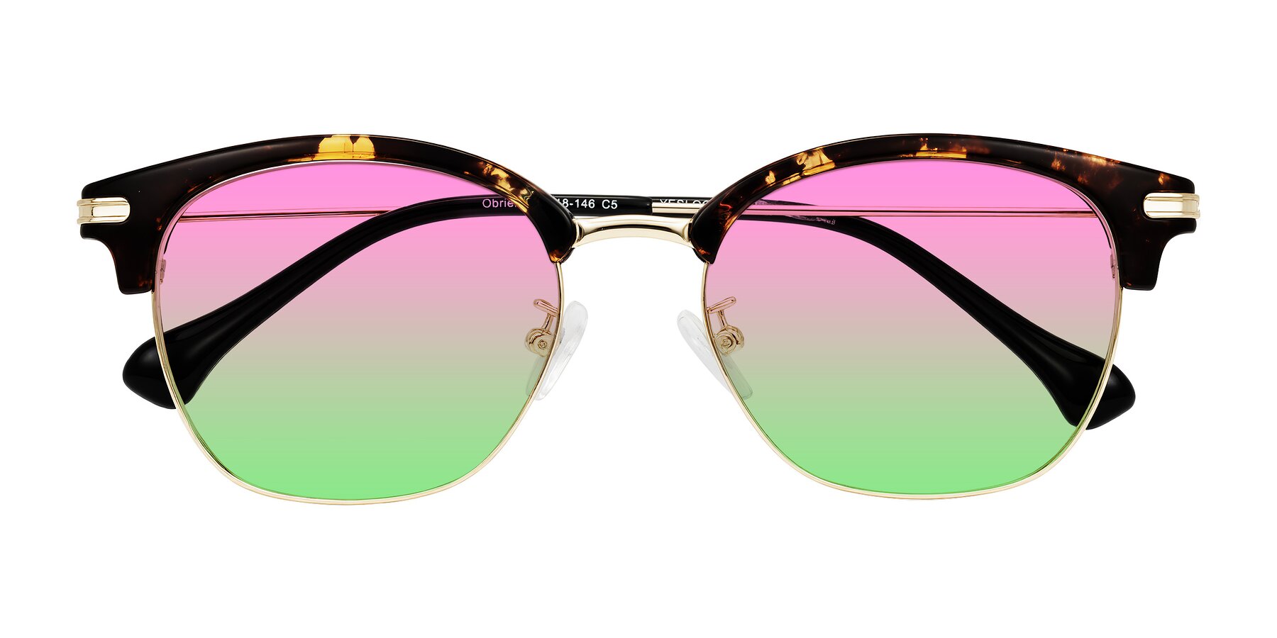 Folded Front of Obrien in Tortoise with Pink / Green Gradient Lenses