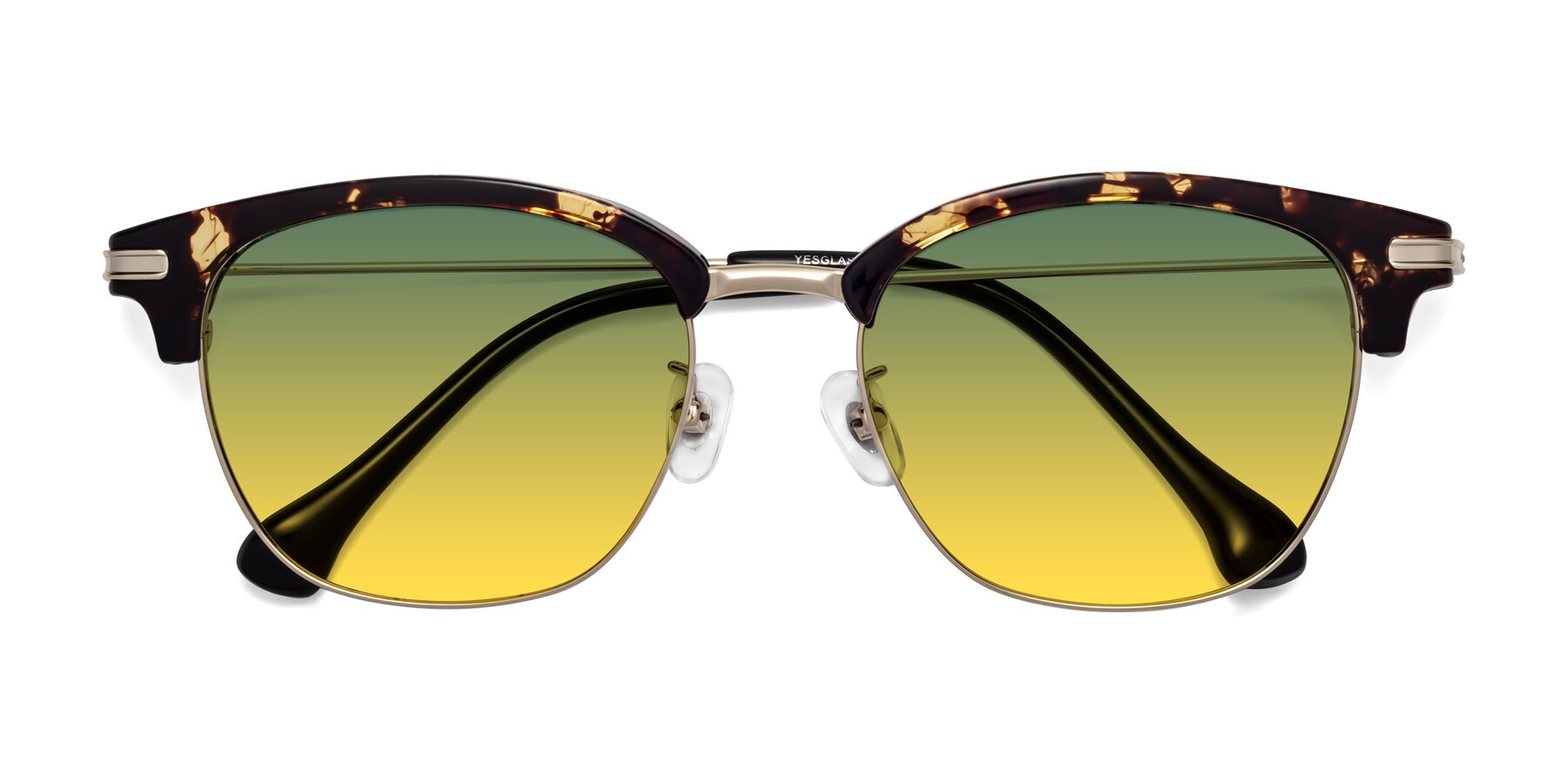 Folded Front of Obrien in Tortoise with Green / Yellow Gradient Lenses