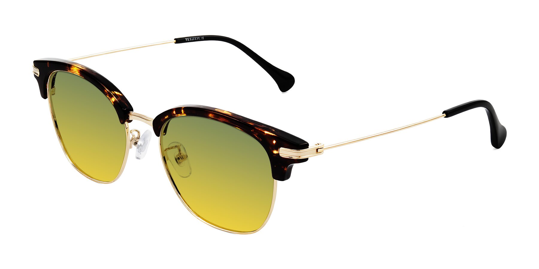 Angle of Obrien in Tortoise with Green / Yellow Gradient Lenses