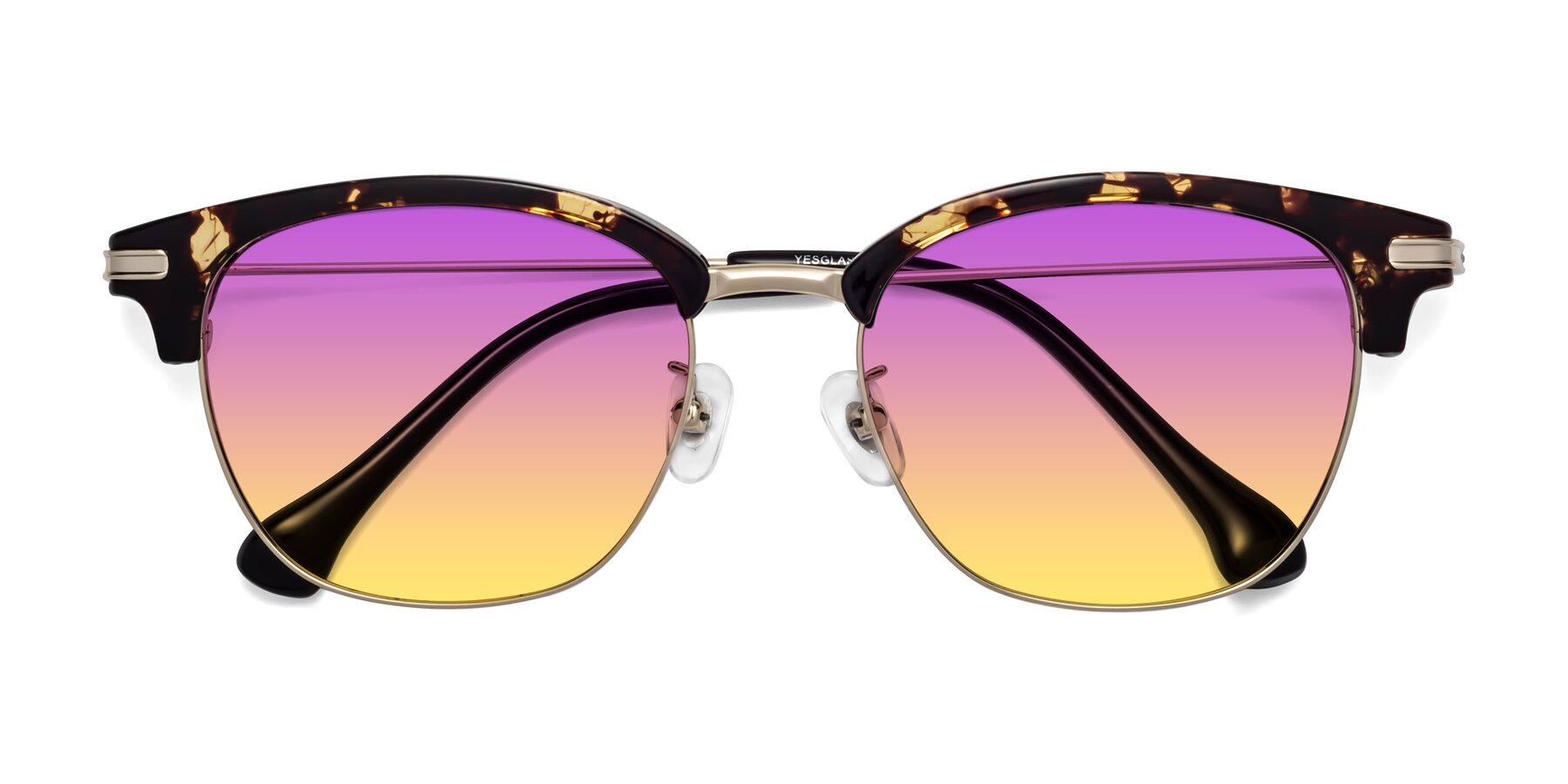 Folded Front of Obrien in Tortoise with Purple / Yellow Gradient Lenses
