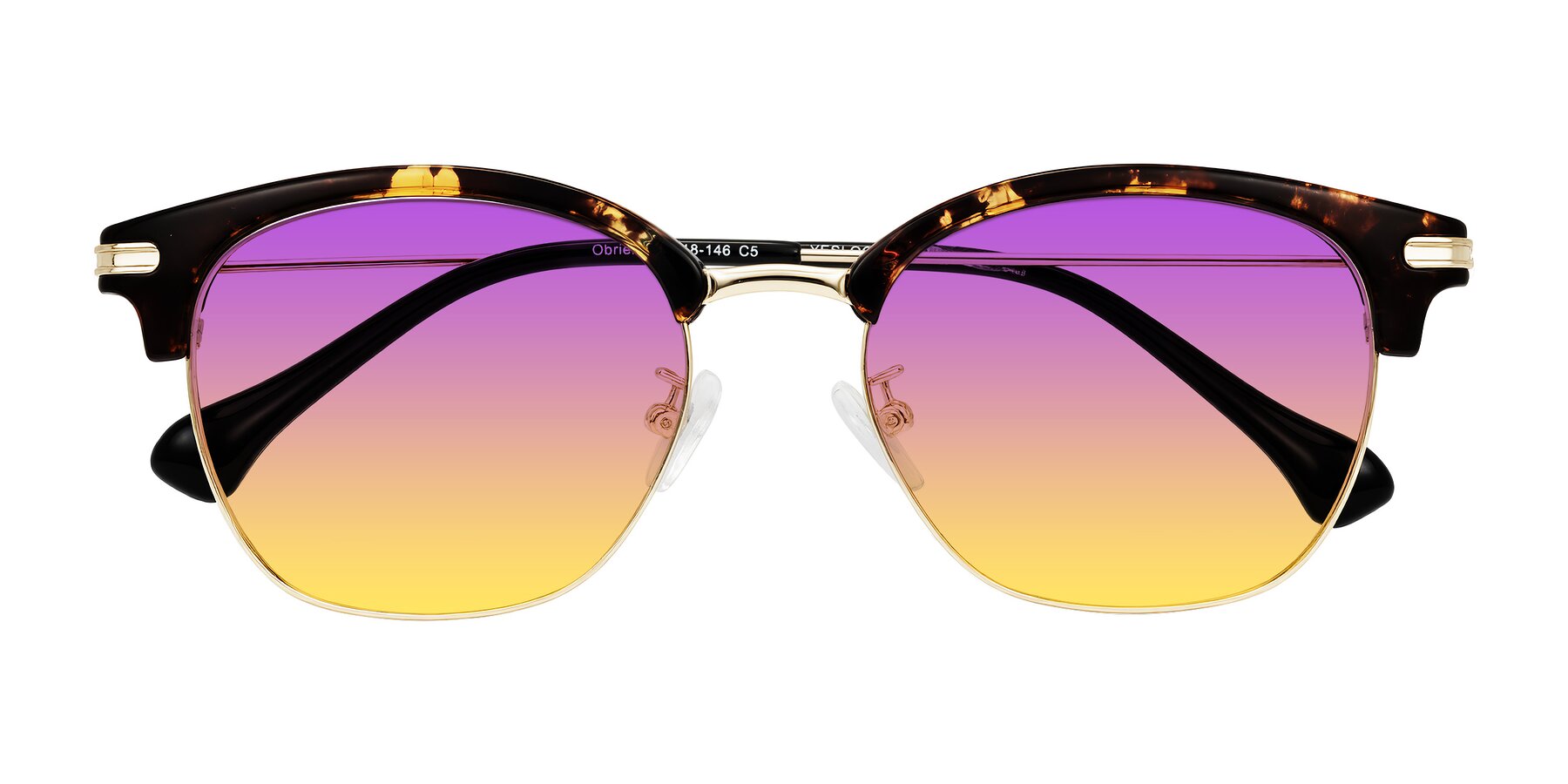 Folded Front of Obrien in Tortoise with Purple / Yellow Gradient Lenses