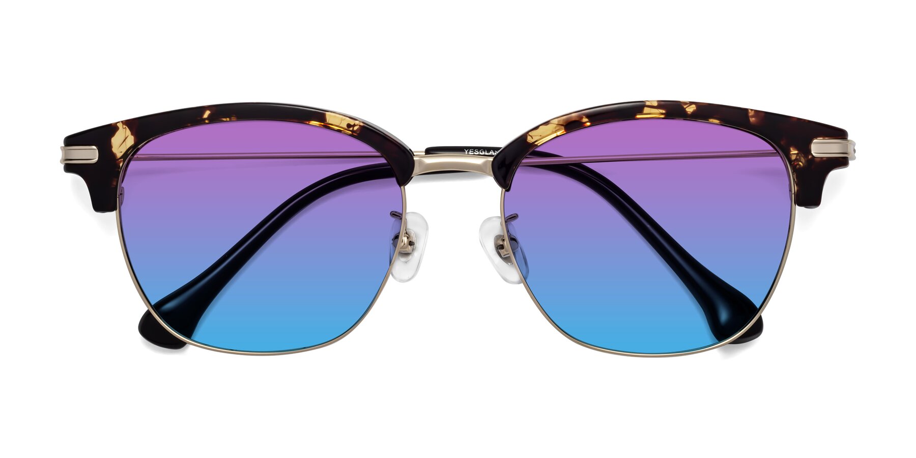 Folded Front of Obrien in Tortoise with Purple / Blue Gradient Lenses