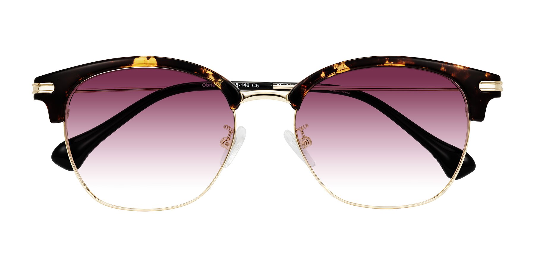 Folded Front of Obrien in Tortoise with Wine Gradient Lenses