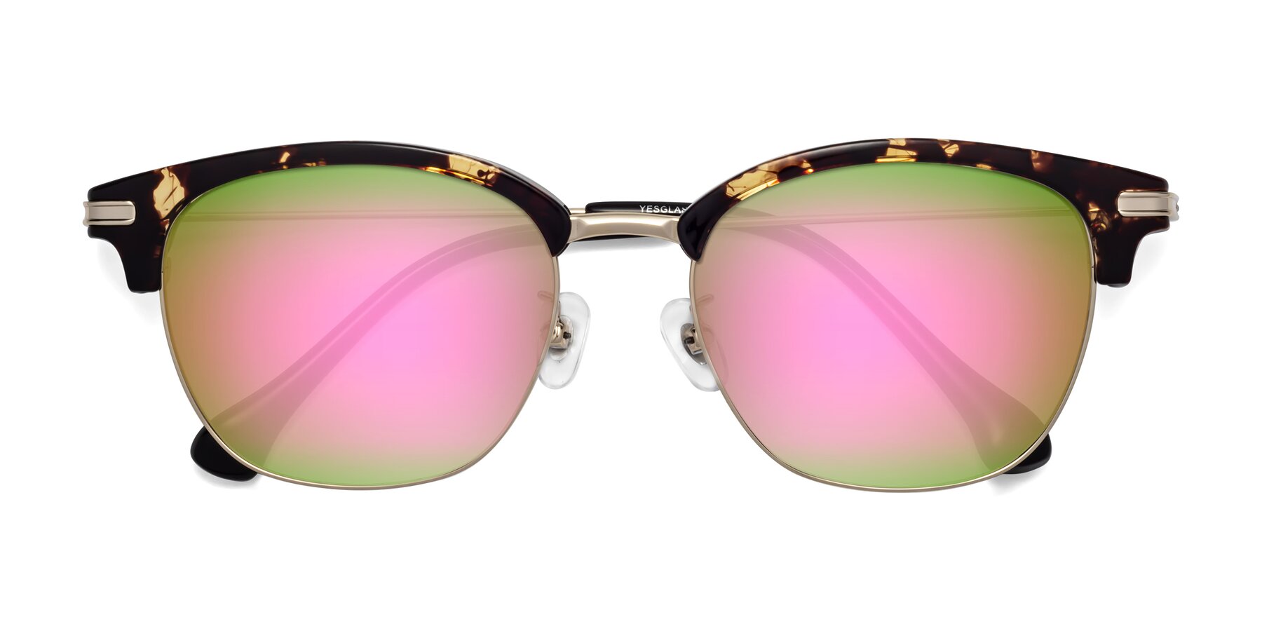 Folded Front of Obrien in Tortoise with Pink Mirrored Lenses