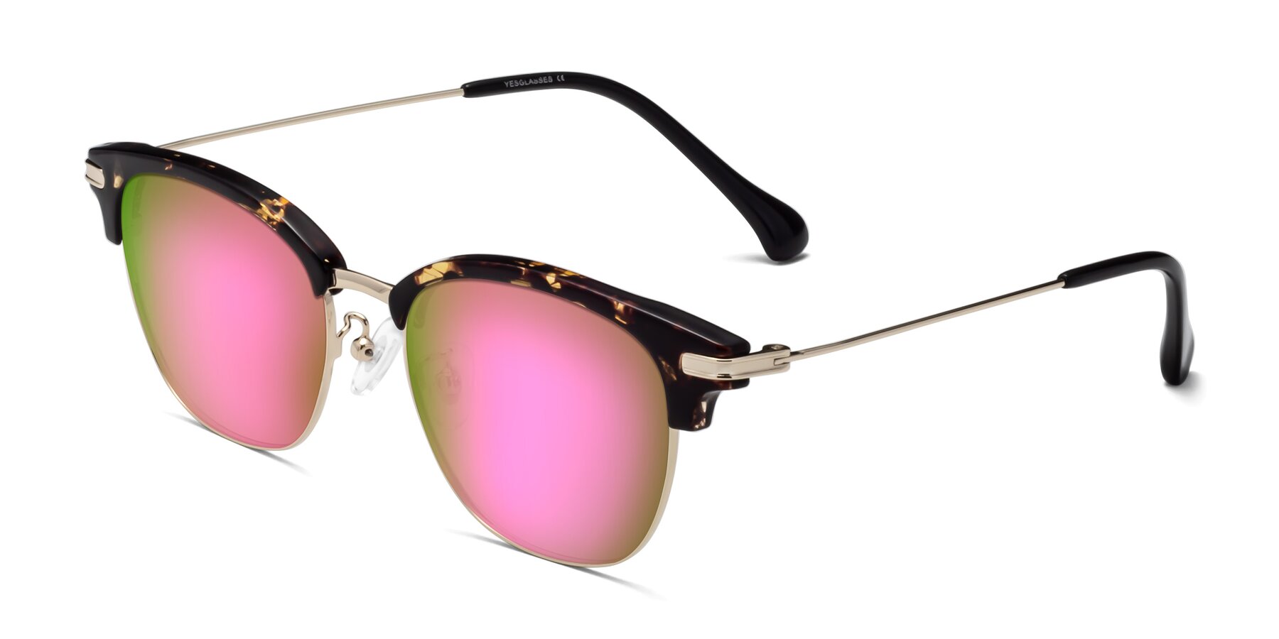 Angle of Obrien in Tortoise with Pink Mirrored Lenses